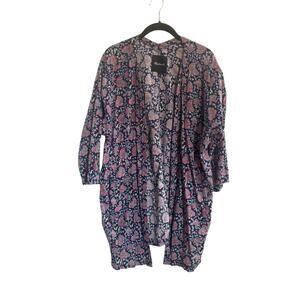 MADEWELL Blue Floral Duster Kimono Jacket Women's Size Small Pockets #5081